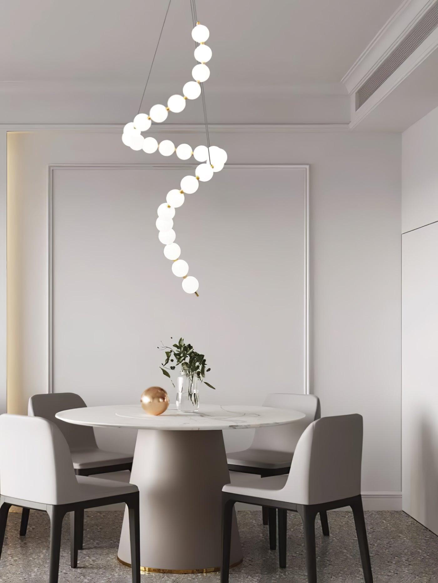 Acrylic Pearl Necklace Chandelier Brass Chrome Dimmable Bedroom Dining Room — 17 to 29 Inch
