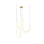 Acrylic Pearl Necklace Chandelier Brass Chrome Dimmable Bedroom Dining Room — 17 to 29 Inch