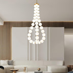 Acrylic Pearl Necklace Chandelier Brass Chrome Dimmable Bedroom Dining Room — 17 to 29 Inch