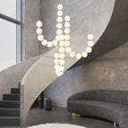 Acrylic Pearl Necklace Chandelier Brass Chrome Dimmable Bedroom Dining Room — 17 to 29 Inch
