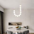 Acrylic Pearl Necklace Chandelier Brass Chrome Dimmable Bedroom Dining Room — 17 to 29 Inch