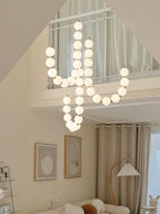 Acrylic Pearl Necklace Chandelier Brass Chrome Dimmable Bedroom Dining Room — 17 to 29 Inch