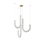 Acrylic Pearl Necklace Chandelier Brass Chrome Dimmable Bedroom Dining Room — 17 to 29 Inch
