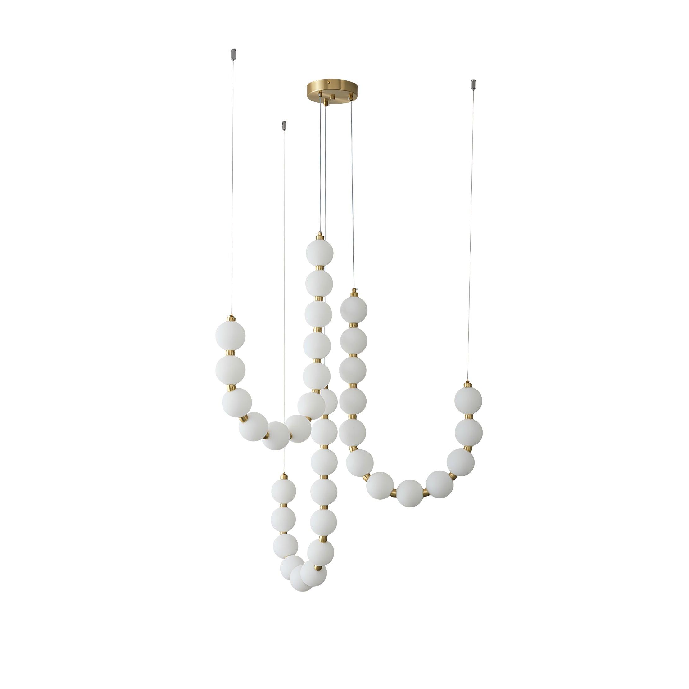 Acrylic Pearl Necklace Chandelier Brass Chrome Dimmable Bedroom Dining Room — 17 to 29 Inch