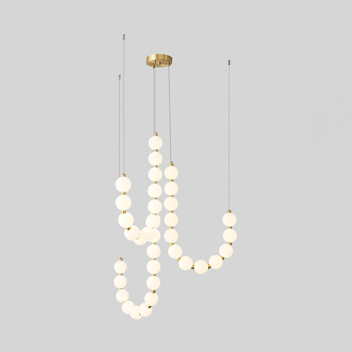 Acrylic Pearl Necklace Chandelier Brass Chrome Dimmable Bedroom Dining Room — 17 to 29 Inch