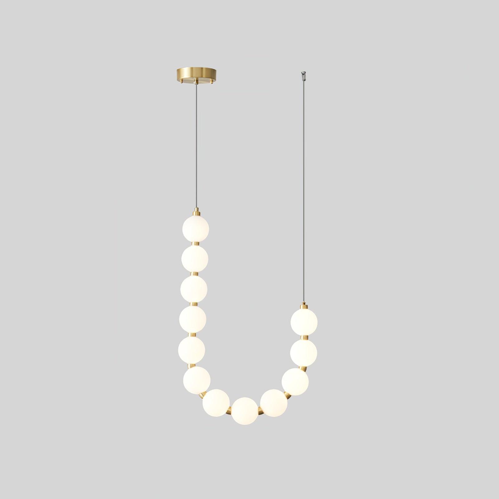 Acrylic Pearl Necklace Chandelier Brass Chrome Dimmable Bedroom Dining Room — 17 to 29 Inch