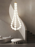 Acrylic Pearl Necklace Chandelier Brass Chrome Dimmable Bedroom Dining Room — 17 to 29 Inch