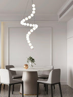 Acrylic Pearl Necklace Chandelier Brass Chrome Dimmable Bedroom Dining Room — 17 to 29 Inch