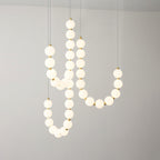 Acrylic Pearl Necklace Chandelier Brass Chrome Dimmable Bedroom Dining Room — 17 to 29 Inch