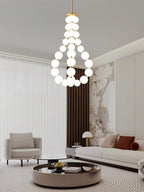 Acrylic Pearl Necklace Chandelier Brass Chrome Dimmable Bedroom Dining Room — 17 to 29 Inch