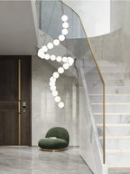 Acrylic Pearl Necklace Chandelier Brass Chrome Dimmable Bedroom Dining Room — 17 to 29 Inch