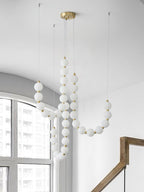 Acrylic Pearl Necklace Chandelier Brass Chrome Dimmable Bedroom Dining Room — 17 to 29 Inch