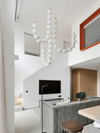 Acrylic Pearl Necklace Chandelier Brass Chrome Dimmable Bedroom Dining Room — 17 to 29 Inch