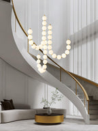 Acrylic Pearl Necklace Chandelier Brass Chrome Dimmable Bedroom Dining Room — 17 to 29 Inch