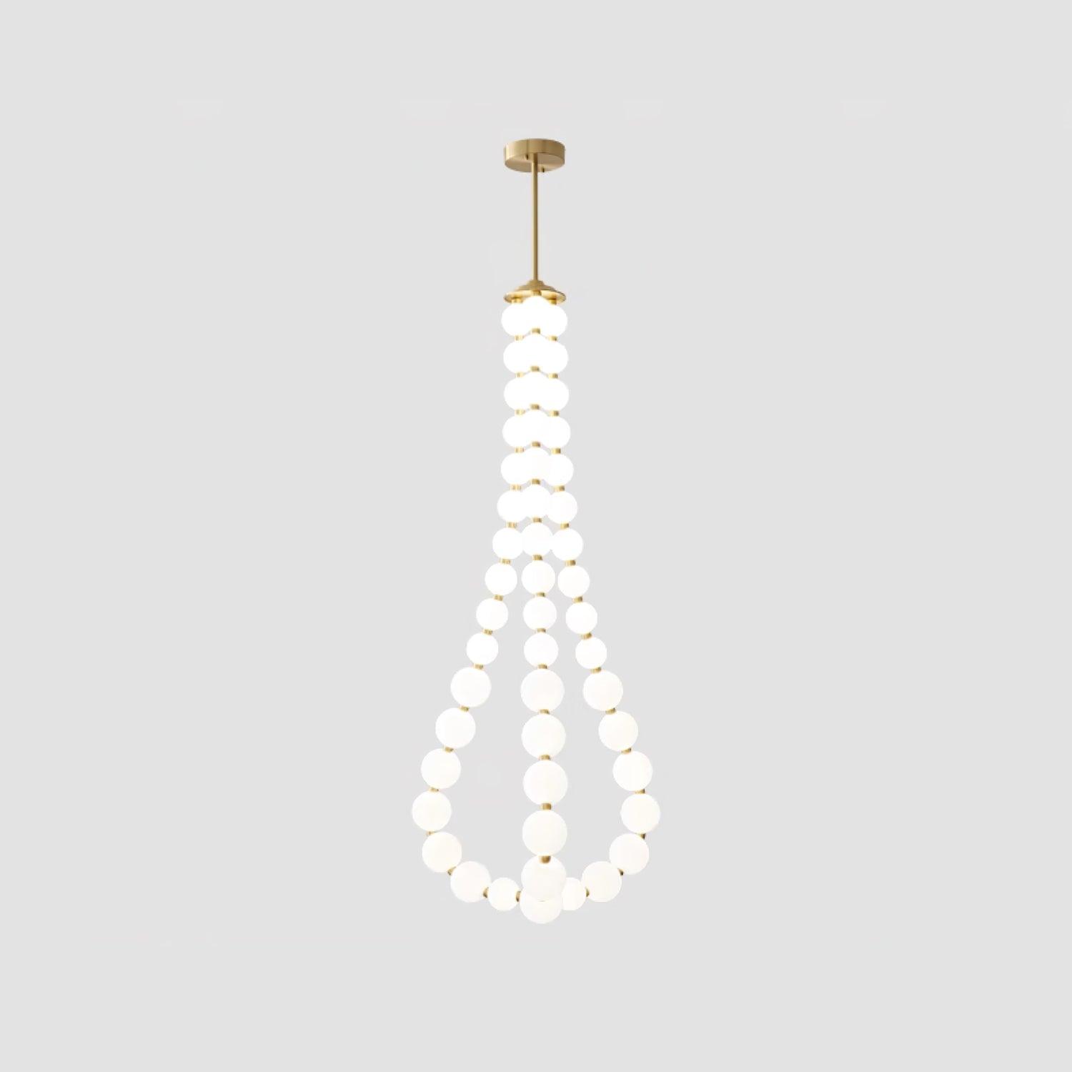 Acrylic Pearl Necklace Chandelier Brass Chrome Dimmable Bedroom Dining Room — 17 to 29 Inch