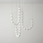 Acrylic Pearl Necklace Chandelier Brass Chrome Dimmable Bedroom Dining Room — 17 to 29 Inch