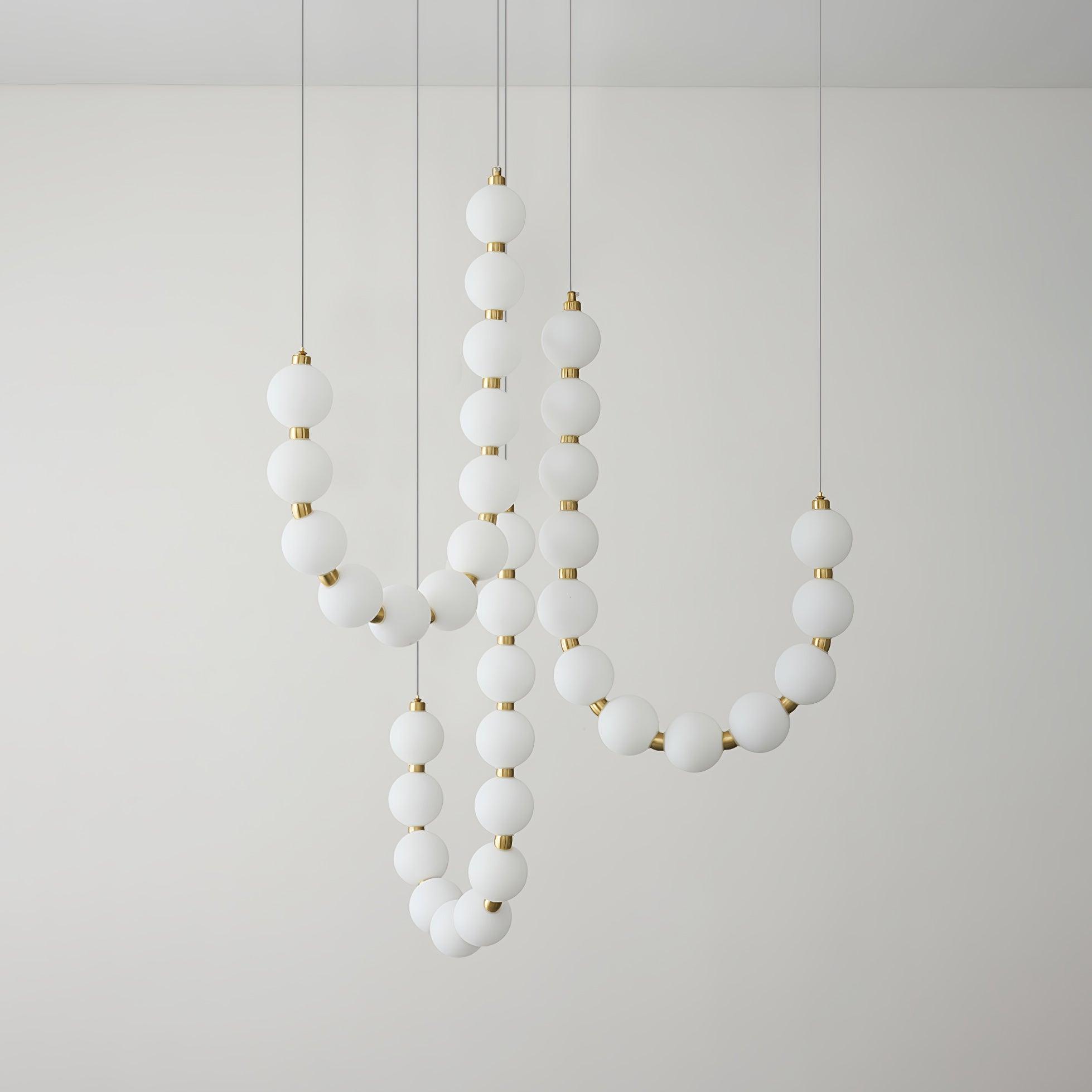 Acrylic Pearl Necklace Chandelier Brass Chrome Dimmable Bedroom Dining Room — 17 to 29 Inch