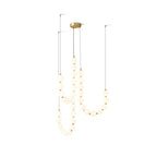 Acrylic Pearl Necklace Chandelier Brass Chrome Dimmable Bedroom Dining Room — 17 to 29 Inch
