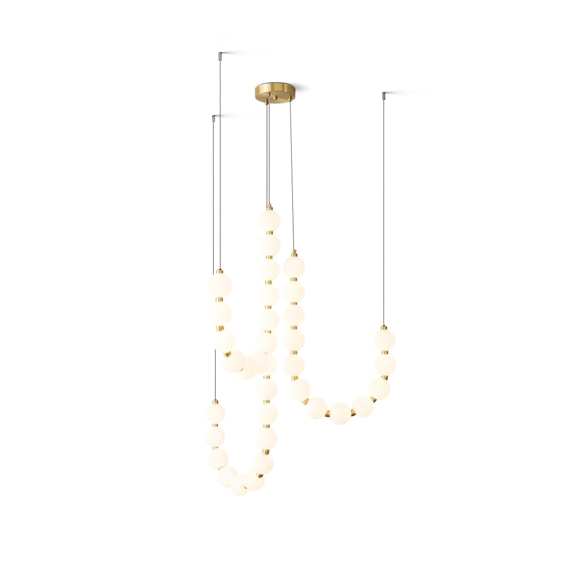 Acrylic Pearl Necklace Chandelier Brass Chrome Dimmable Bedroom Dining Room — 17 to 29 Inch