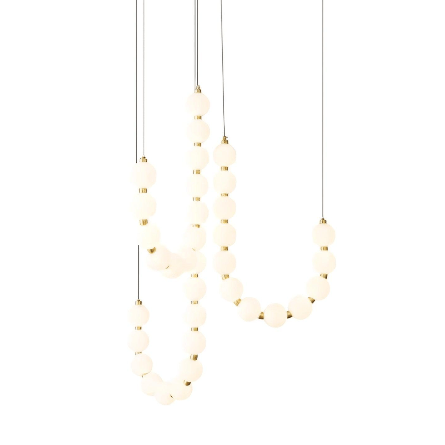 Acrylic Pearl Necklace Chandelier Brass Chrome Dimmable Bedroom Dining Room — 17 to 29 Inch