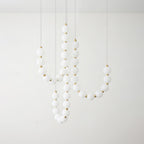 Acrylic Pearl Necklace Chandelier Brass Chrome Dimmable Bedroom Dining Room — 17 to 29 Inch