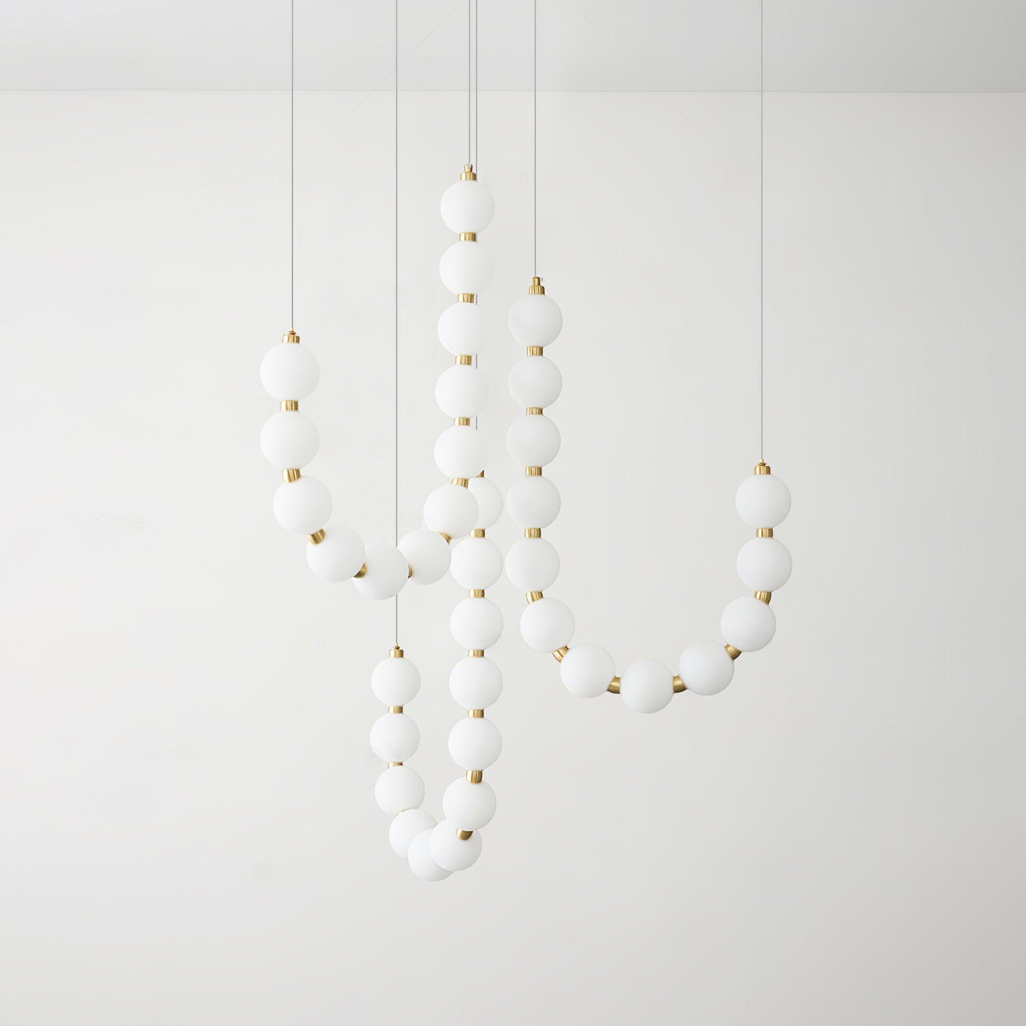 Acrylic Pearl Necklace Chandelier Brass Chrome Dimmable Bedroom Dining Room — 17 to 29 Inch