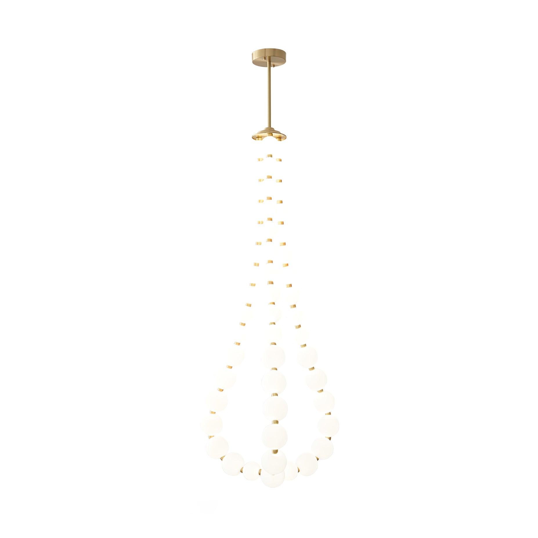 Acrylic Pearl Necklace Chandelier Brass Chrome Dimmable Bedroom Dining Room — 17 to 29 Inch