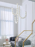 Acrylic Pearl Necklace Chandelier Brass Chrome Dimmable Bedroom Dining Room — 17 to 29 Inch
