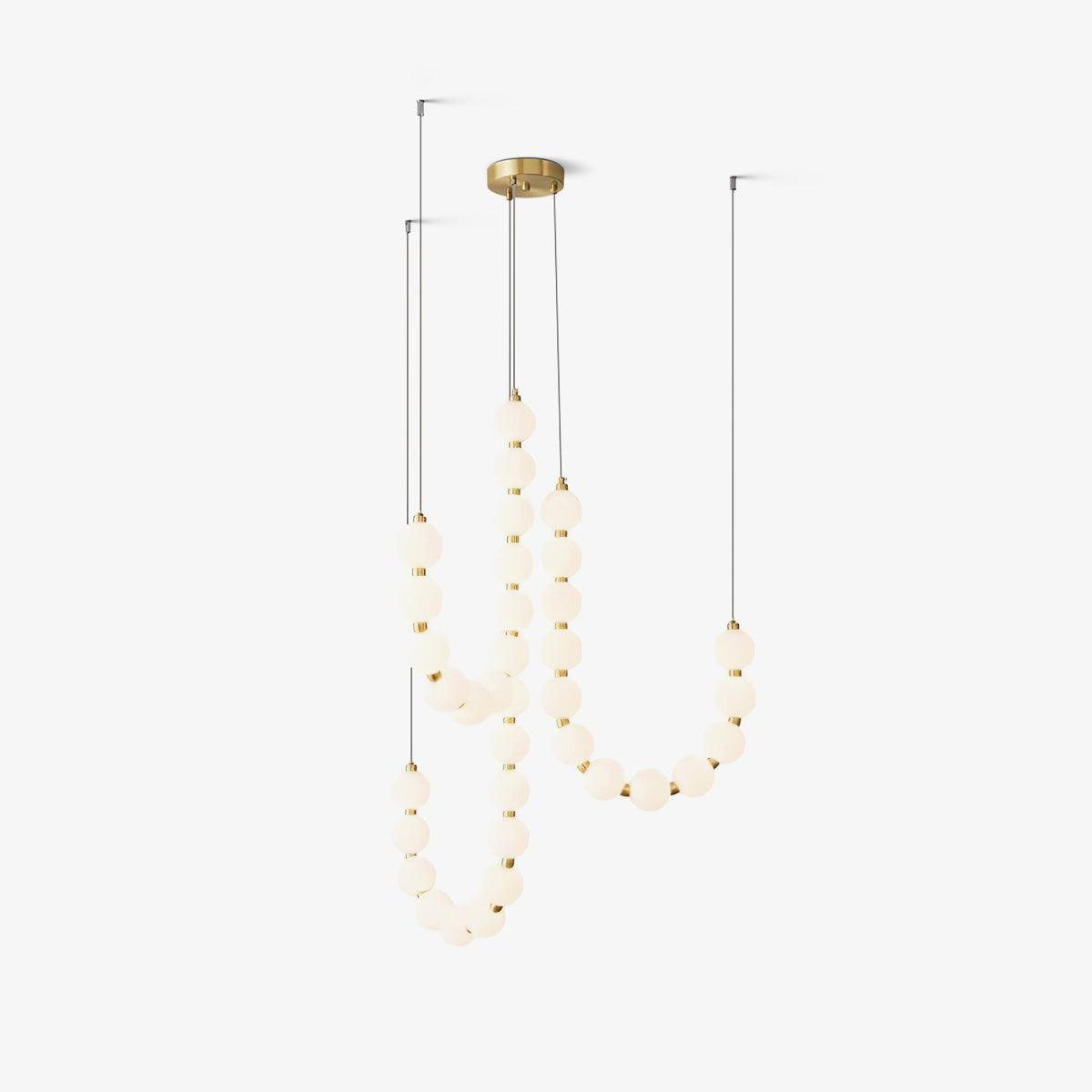 Acrylic Pearl Necklace Chandelier Brass Chrome Dimmable Bedroom Dining Room — 17 to 29 Inch