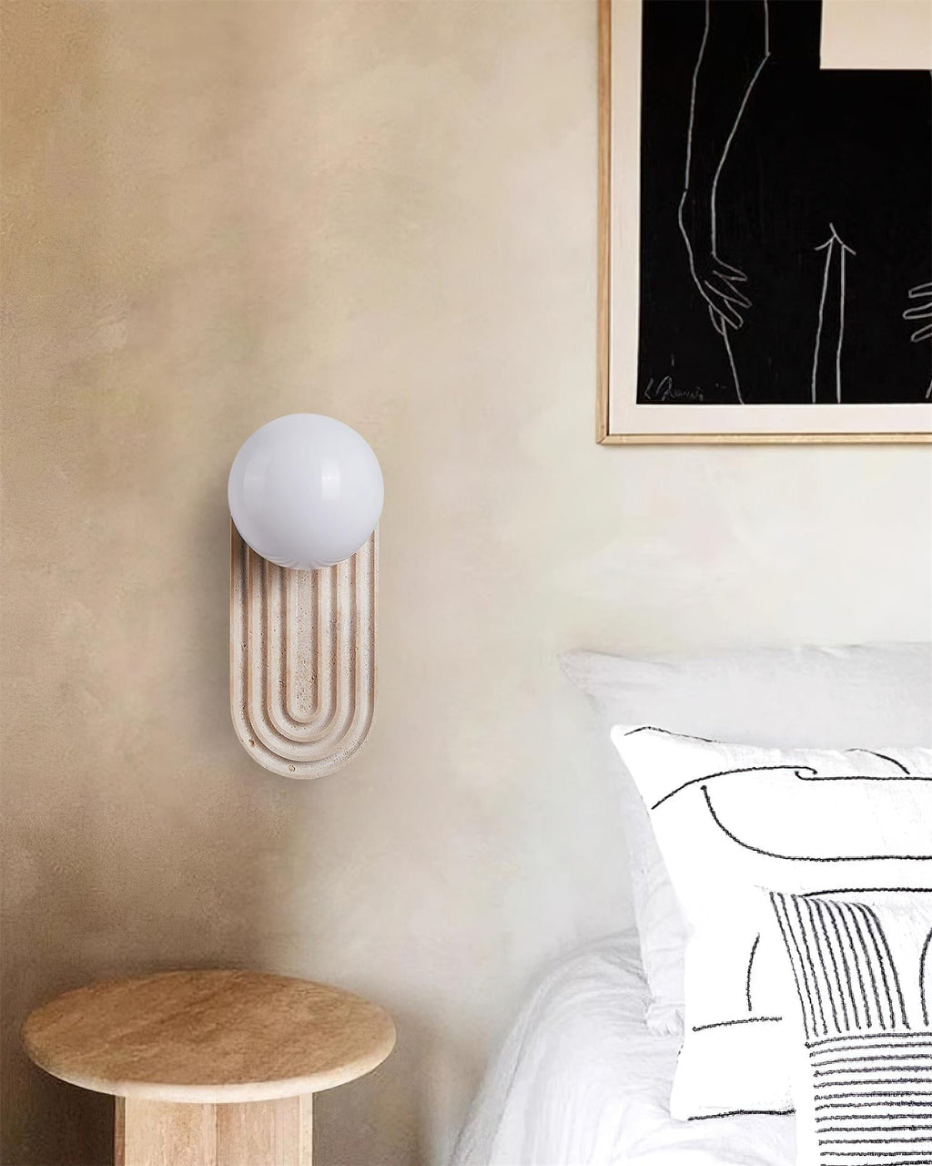 Pebivo Elegant Travertine Wall Lamp – Modern Natural Stone Sconce
