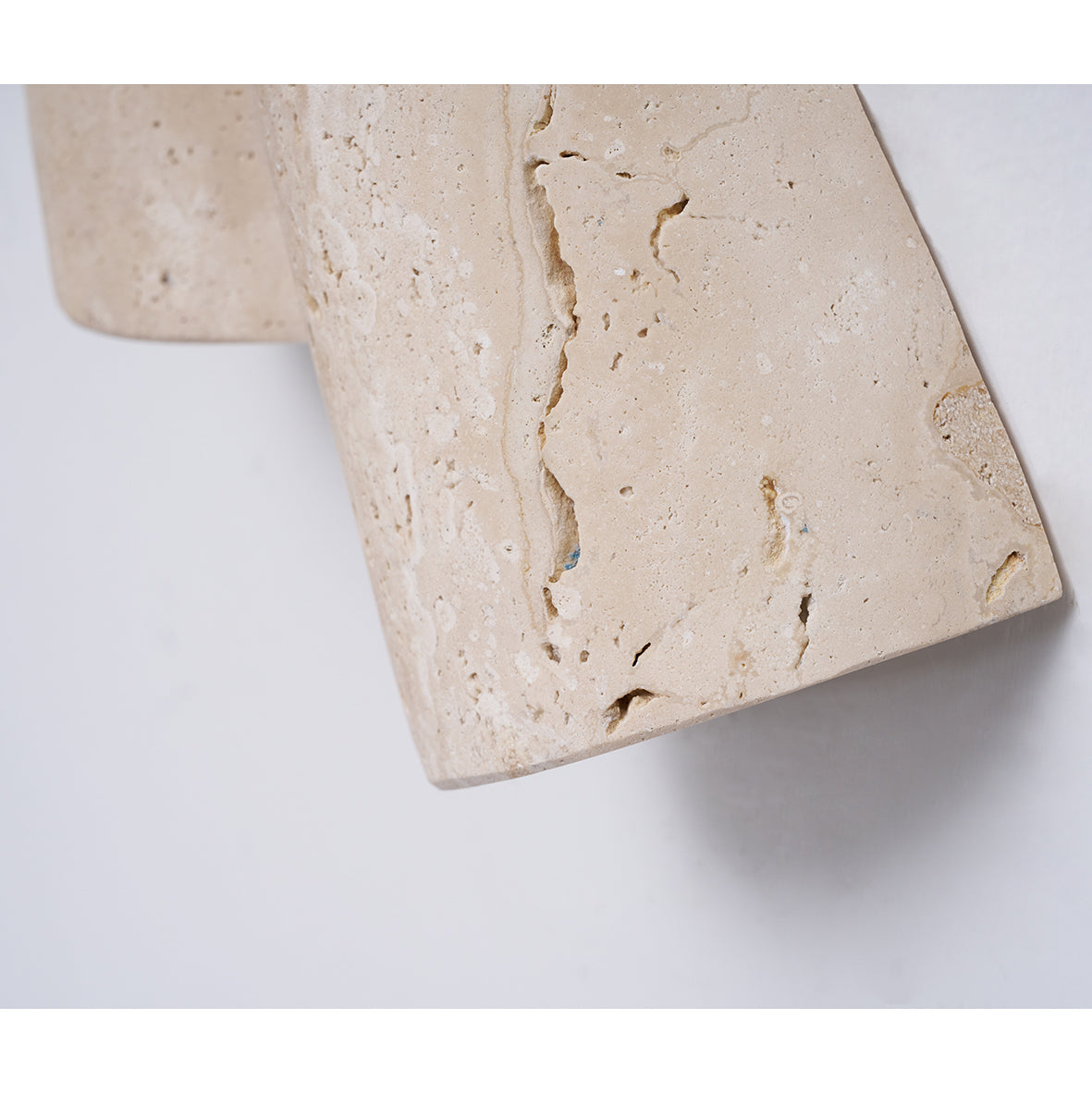 Pearlmont Travertine Wall Lamp Natural Stone LED Warm Light Bedroom Living Room — 4 Plug Options
