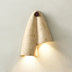 Pearlmont Travertine Wall Lamp Natural Stone LED Warm Light Bedroom Living Room — 4 Plug Options