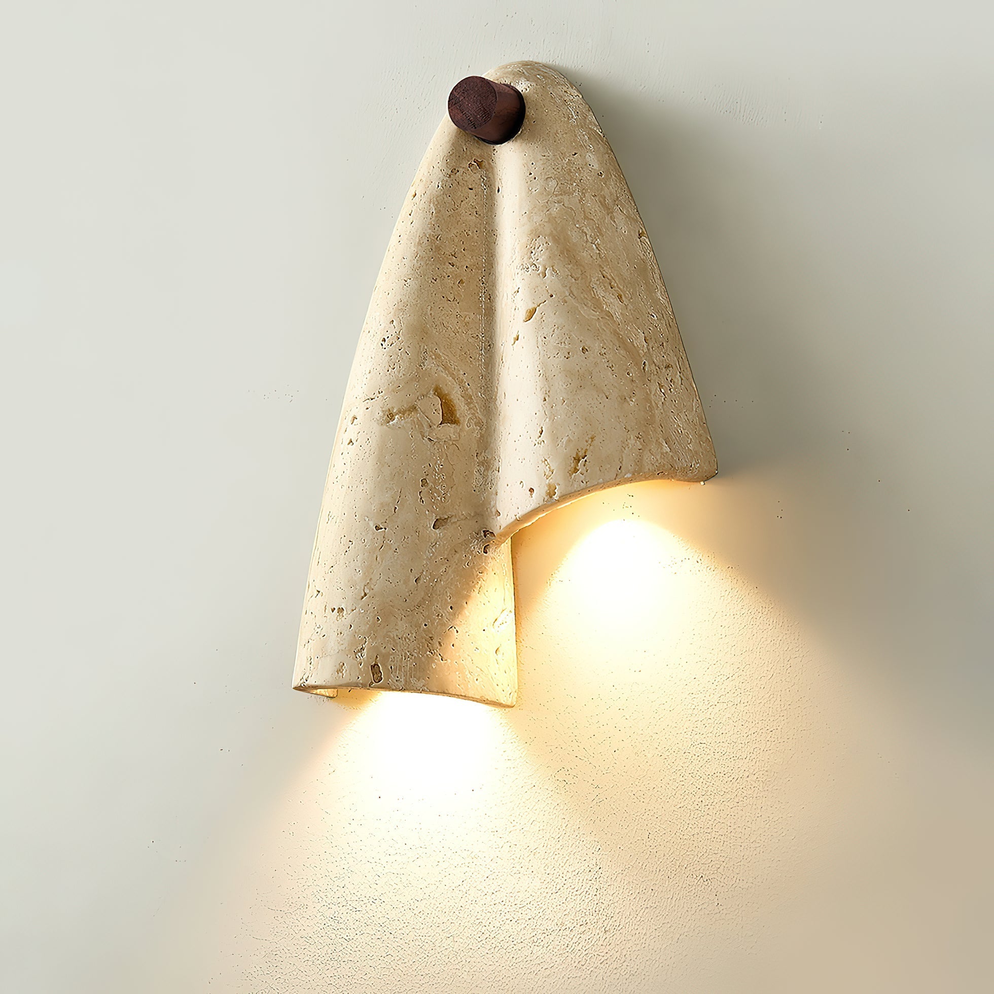 Pearlmont Travertine Wall Lamp Natural Stone LED Warm Light Bedroom Living Room — 4 Plug Options