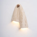 Pearlmont Travertine Wall Lamp Natural Stone LED Warm Light Bedroom Living Room — 4 Plug Options