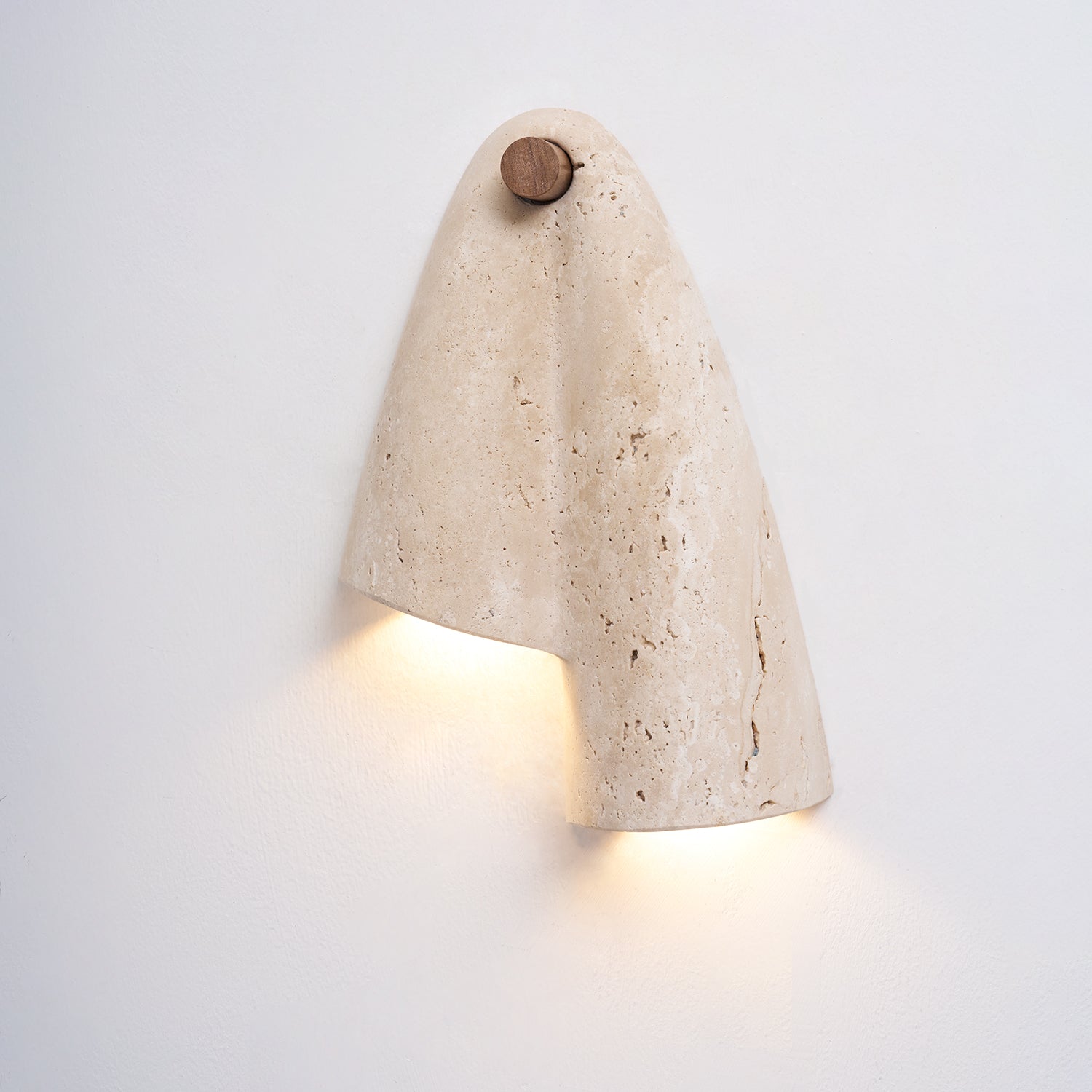 Pearlmont Travertine Wall Lamp Natural Stone LED Warm Light Bedroom Living Room — 4 Plug Options