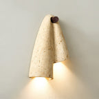 Pearlmont Travertine Wall Lamp Natural Stone LED Warm Light Bedroom Living Room — 4 Plug Options