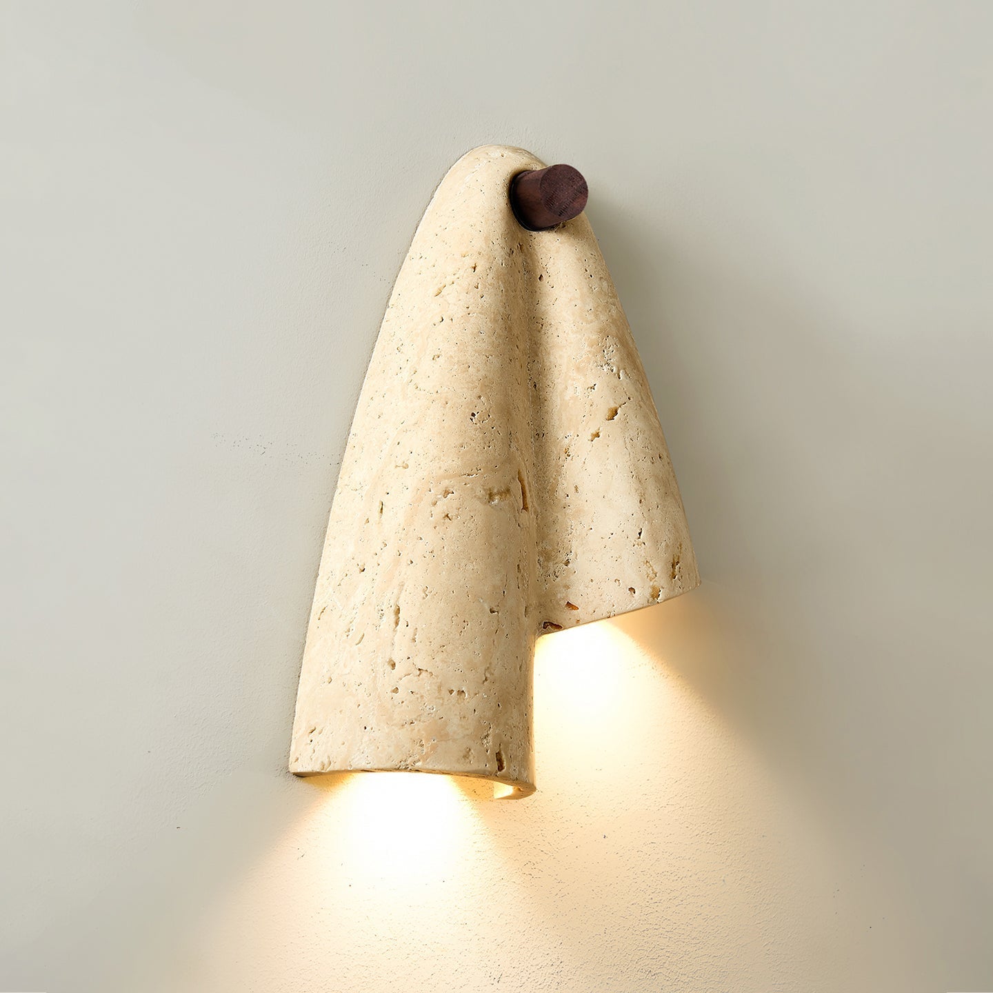 Pearlmont Travertine Wall Lamp Natural Stone LED Warm Light Bedroom Living Room — 4 Plug Options