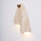 Pearlmont Travertine Wall Lamp Natural Stone LED Warm Light Bedroom Living Room — 4 Plug Options