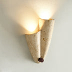 Pearlmont Travertine Wall Lamp Natural Stone LED Warm Light Bedroom Living Room — 4 Plug Options