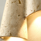 Pearlmont Travertine Wall Lamp Natural Stone LED Warm Light Bedroom Living Room — 4 Plug Options