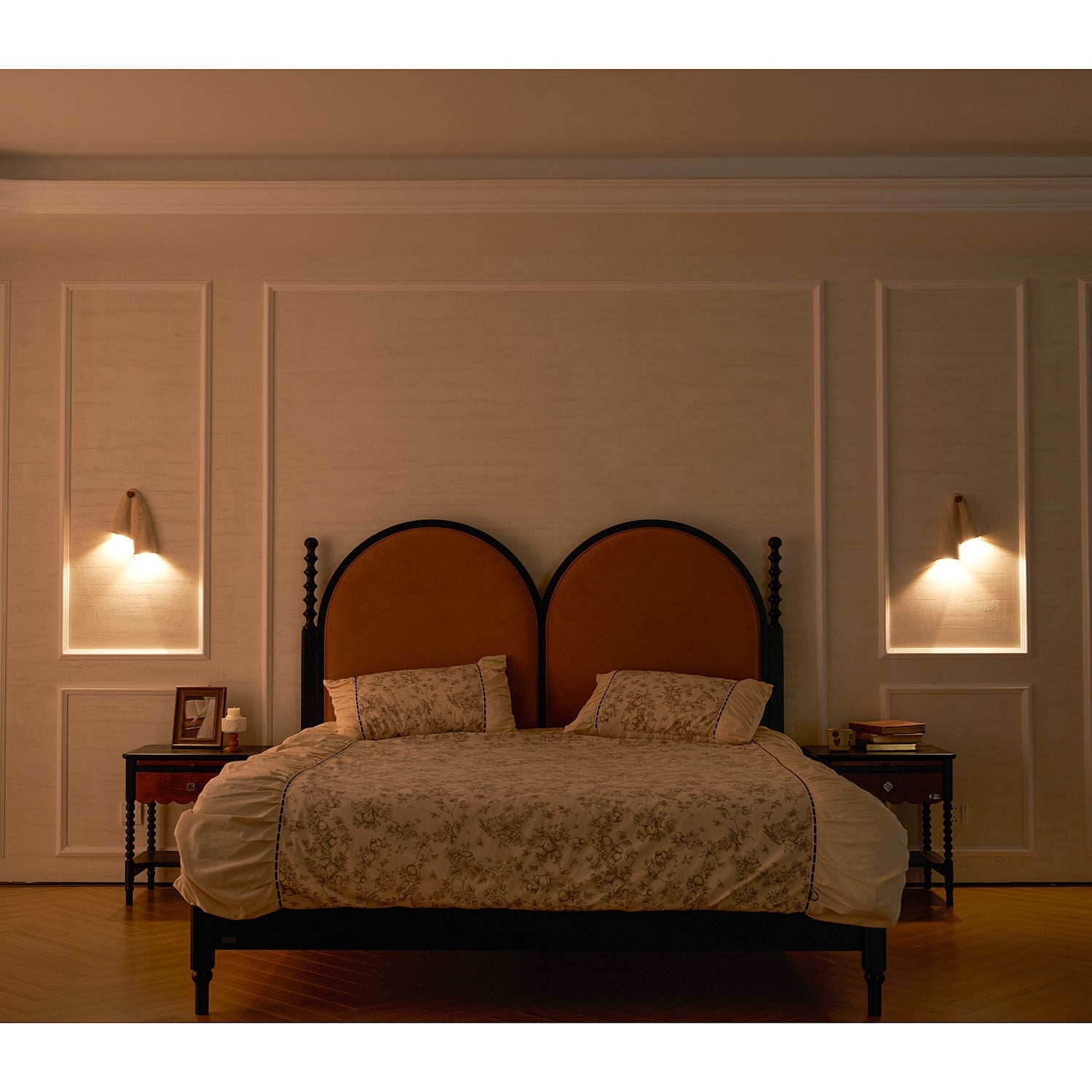 Pearlmont Travertine Wall Lamp Natural Stone LED Warm Light Bedroom Living Room — 4 Plug Options