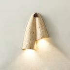 Pearlmont Travertine Wall Lamp Natural Stone LED Warm Light Bedroom Living Room — 4 Plug Options