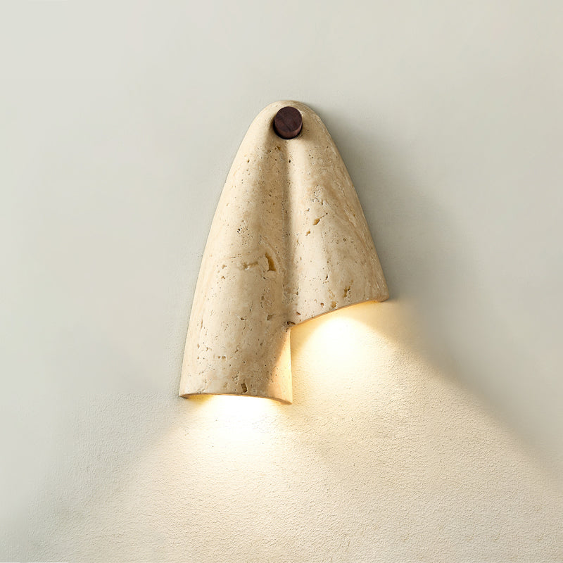 Pearlmont Travertine Wall Lamp Natural Stone LED Warm Light Bedroom Living Room — 4 Plug Options