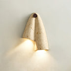 Pearlmont Travertine Wall Lamp Natural Stone LED Warm Light Bedroom Living Room — 4 Plug Options