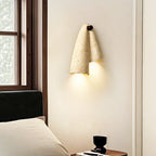 Pearlmont Travertine Wall Lamp Natural Stone LED Warm Light Bedroom Living Room — 4 Plug Options
