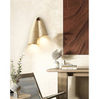 Pearlmont Travertine Wall Lamp Natural Stone LED Warm Light Bedroom Living Room — 4 Plug Options