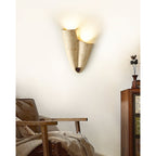 Pearlmont Travertine Wall Lamp Natural Stone LED Warm Light Bedroom Living Room — 4 Plug Options