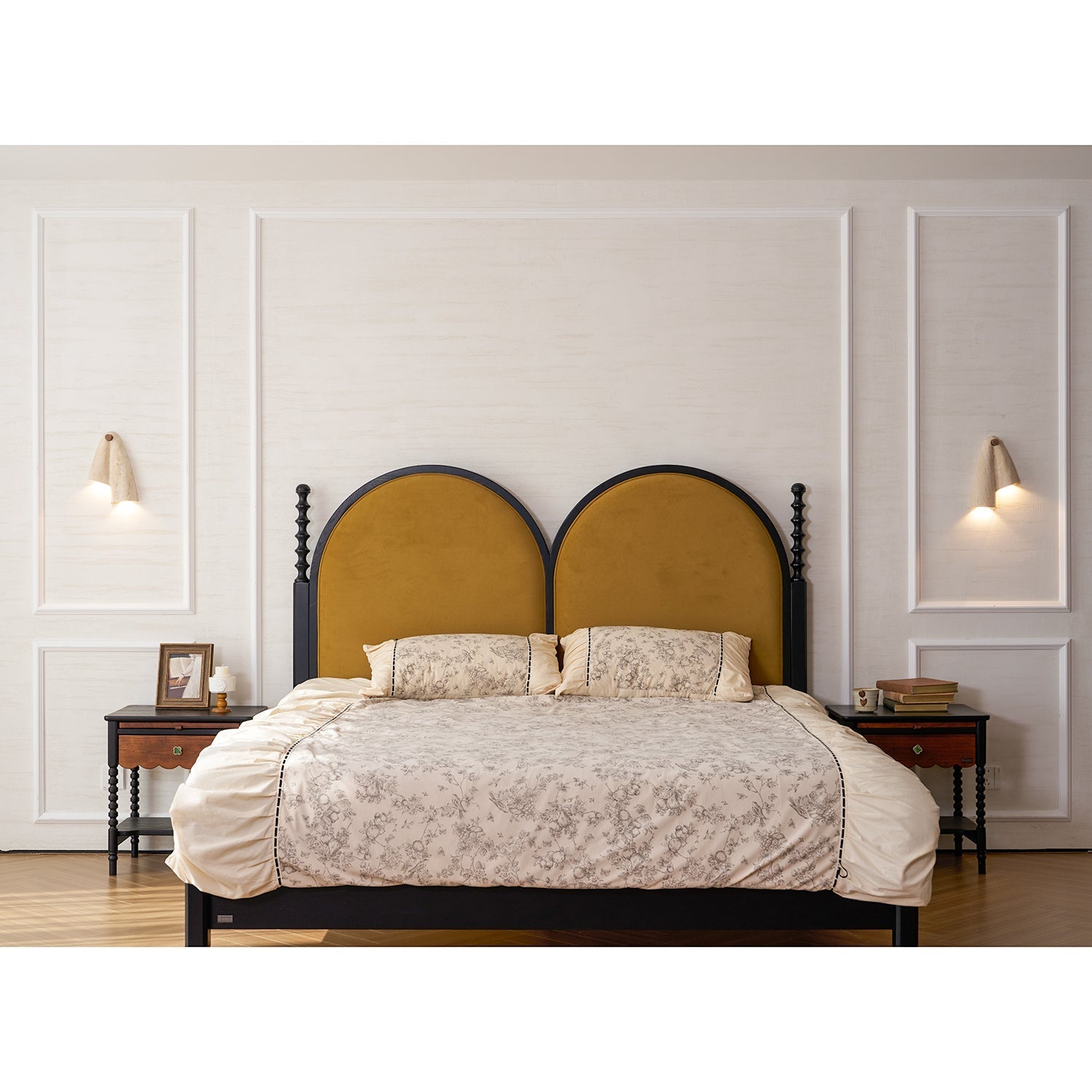 Pearlmont Travertine Wall Lamp Natural Stone LED Warm Light Bedroom Living Room — 4 Plug Options