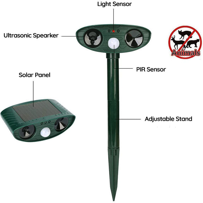 Solar Ultrasonic Fox Deterrent – Motion-Activated Animal Repeller for Garden, Lawn & Outdoor