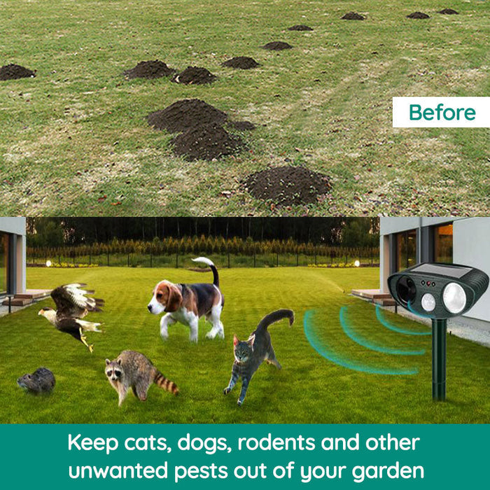 Solar Ultrasonic Fox Deterrent – Motion-Activated Animal Repeller for Garden, Lawn & Outdoor
